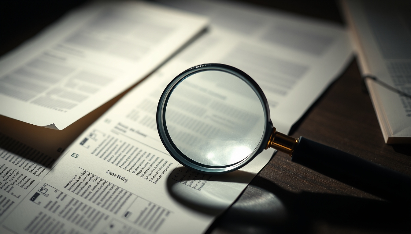 magnifying glass papers in editorial style