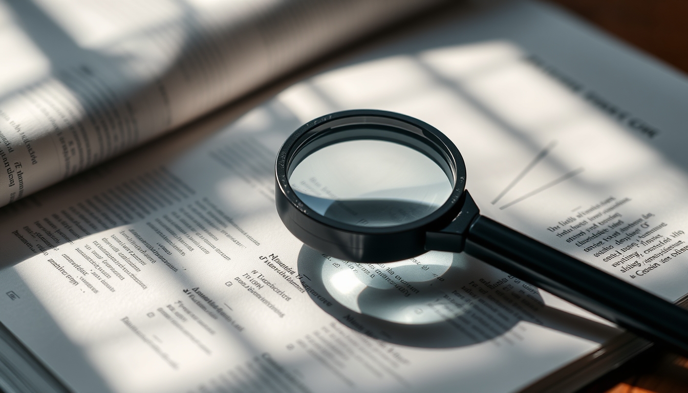 magnifying glass papers in editorial style