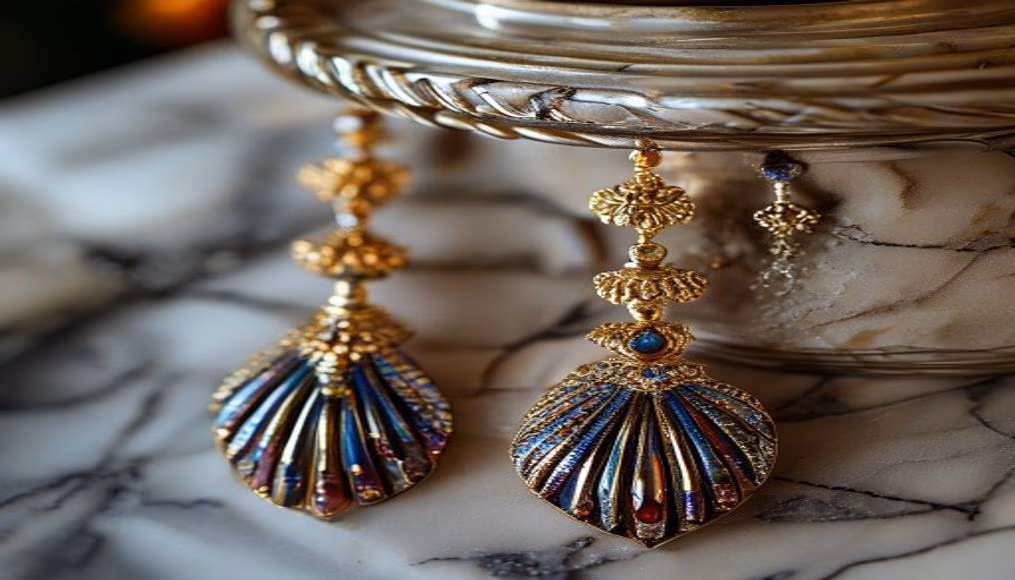 Maharani chandelier earrings em fotografia editorial de luxo