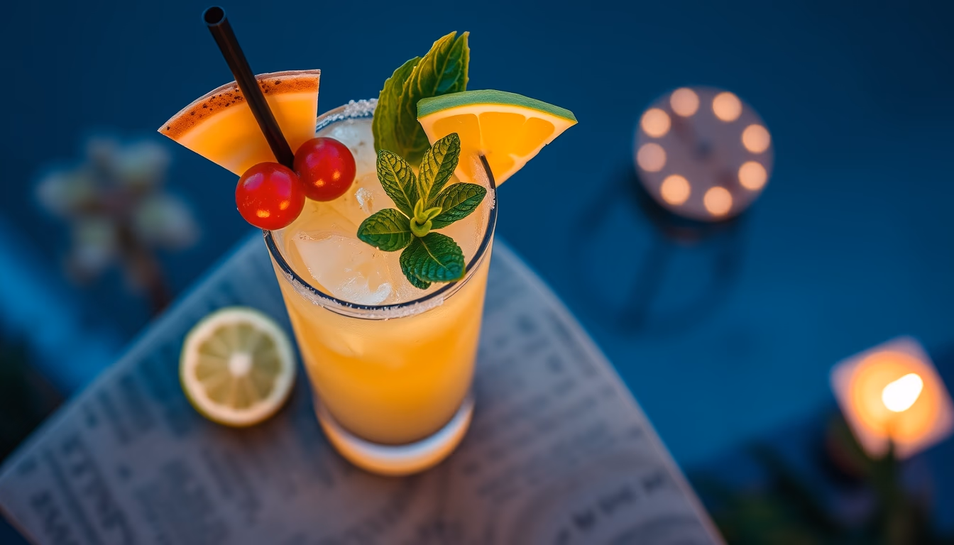 mai tai tropical garnish in editorial style