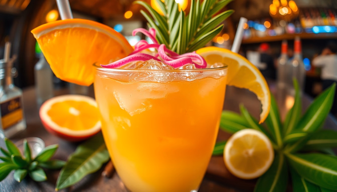 mai tai tropical garnish in editorial style