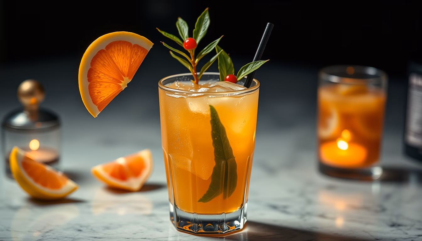 mai tai tropical garnish in editorial style