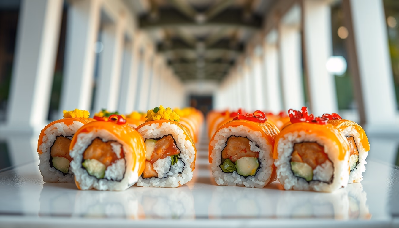 maki rolls colorful in editorial style
