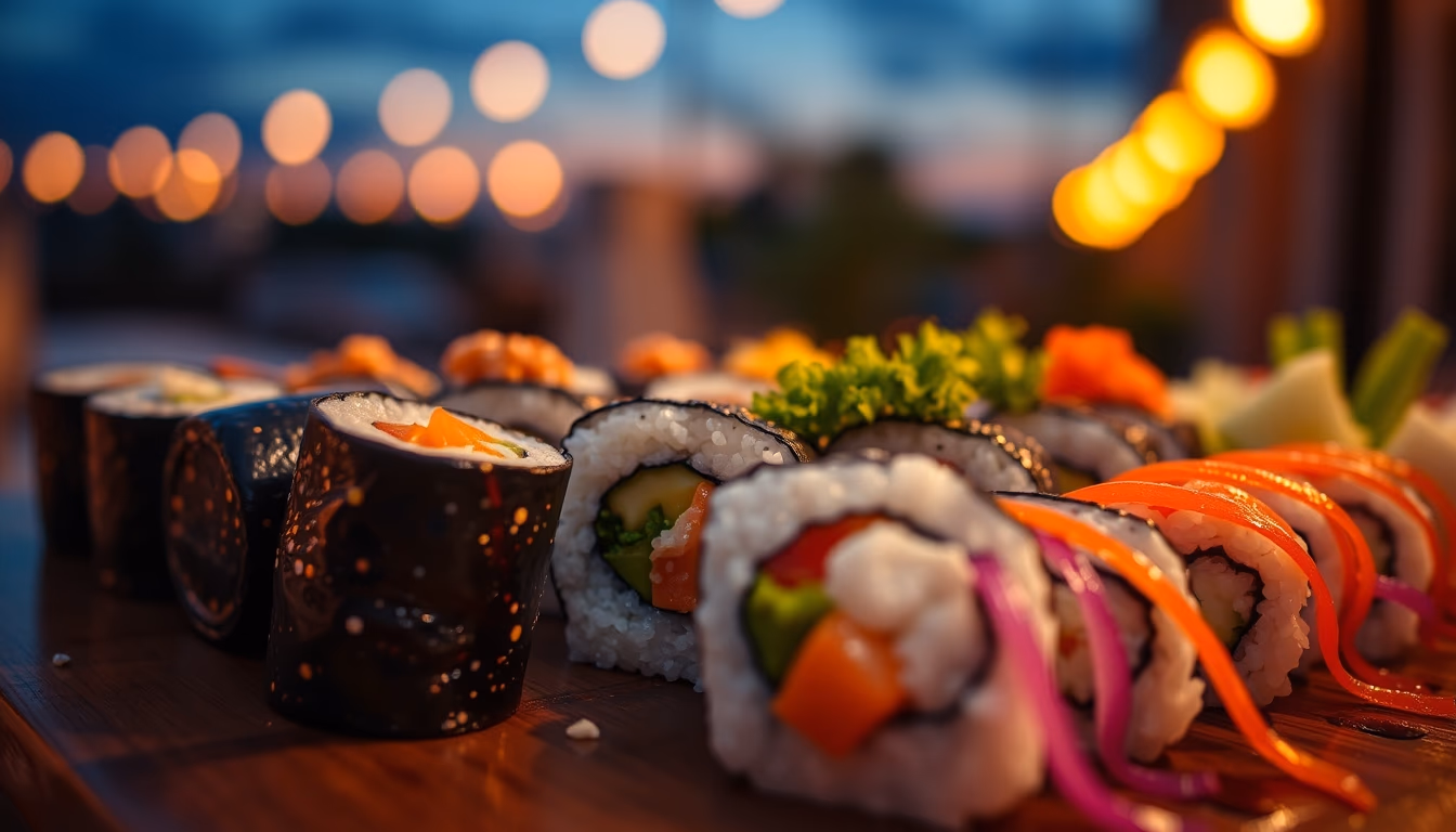 maki rolls colorful in editorial style