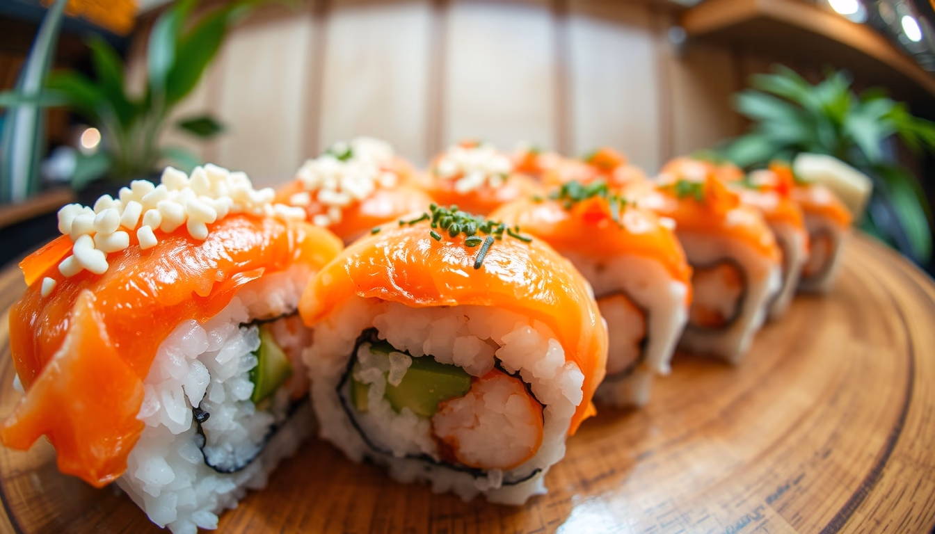 maki rolls colorful in editorial style