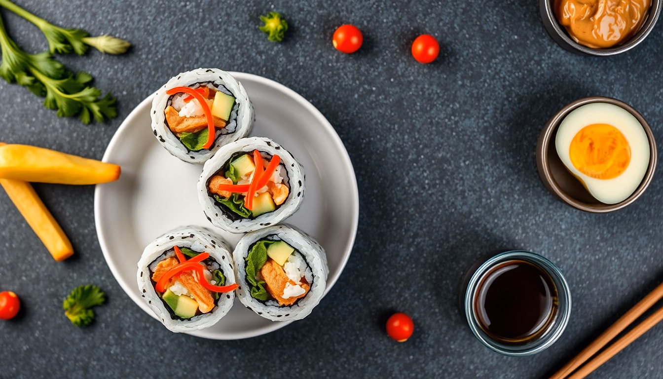 maki rolls colorful in editorial style