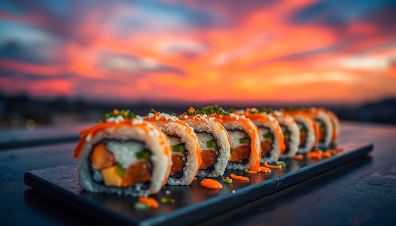 maki rolls colorful in editorial style