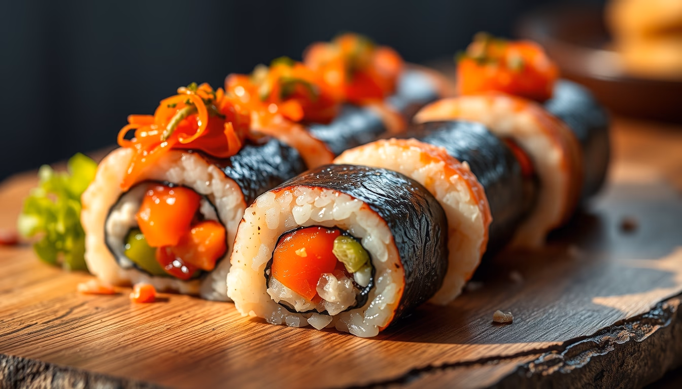 maki rolls colorful in editorial style