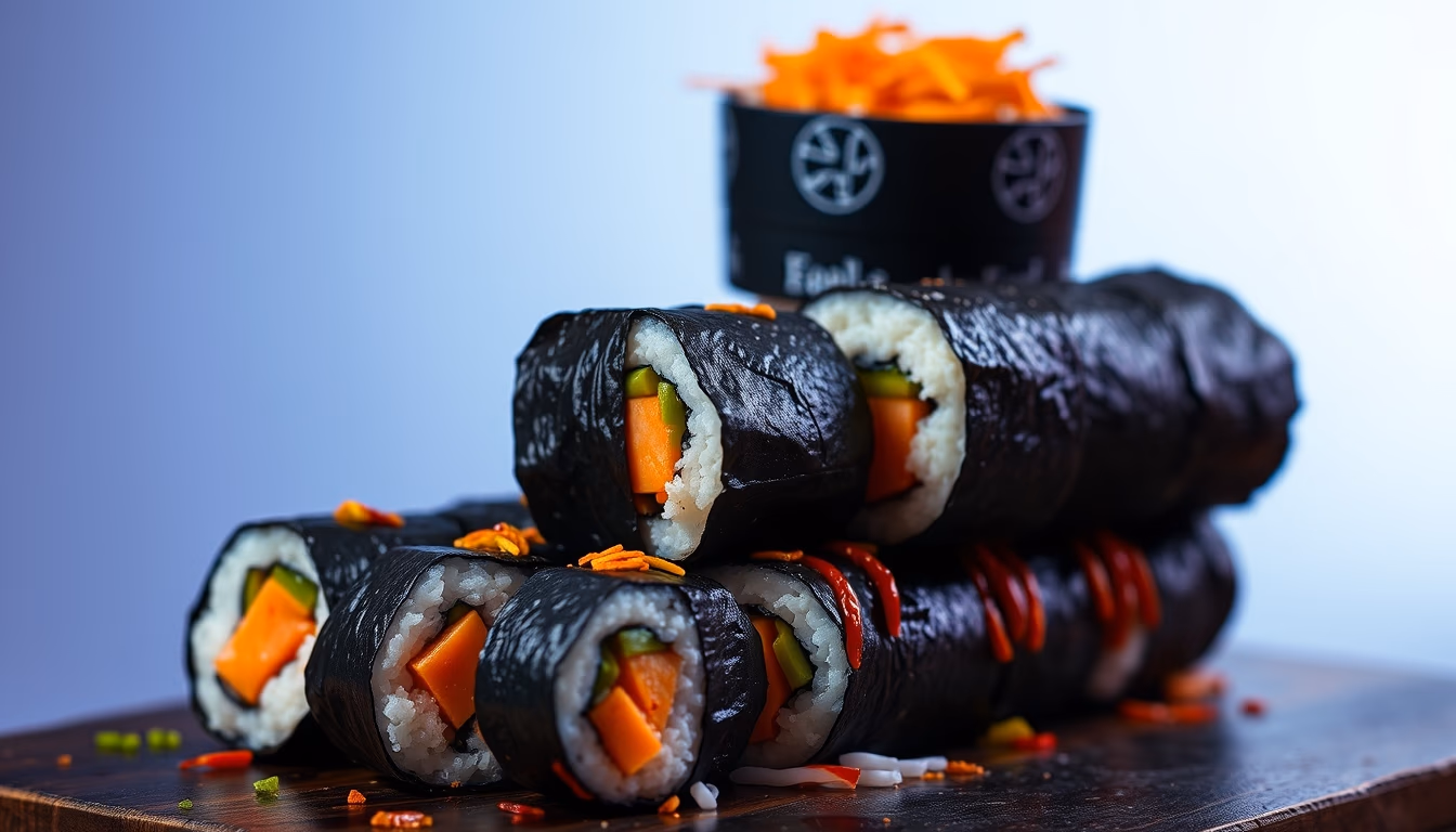 maki rolls colorful in editorial style