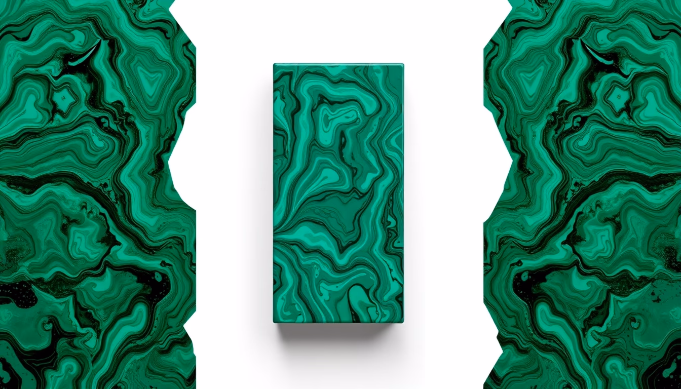 malachite green pattern in editorial style