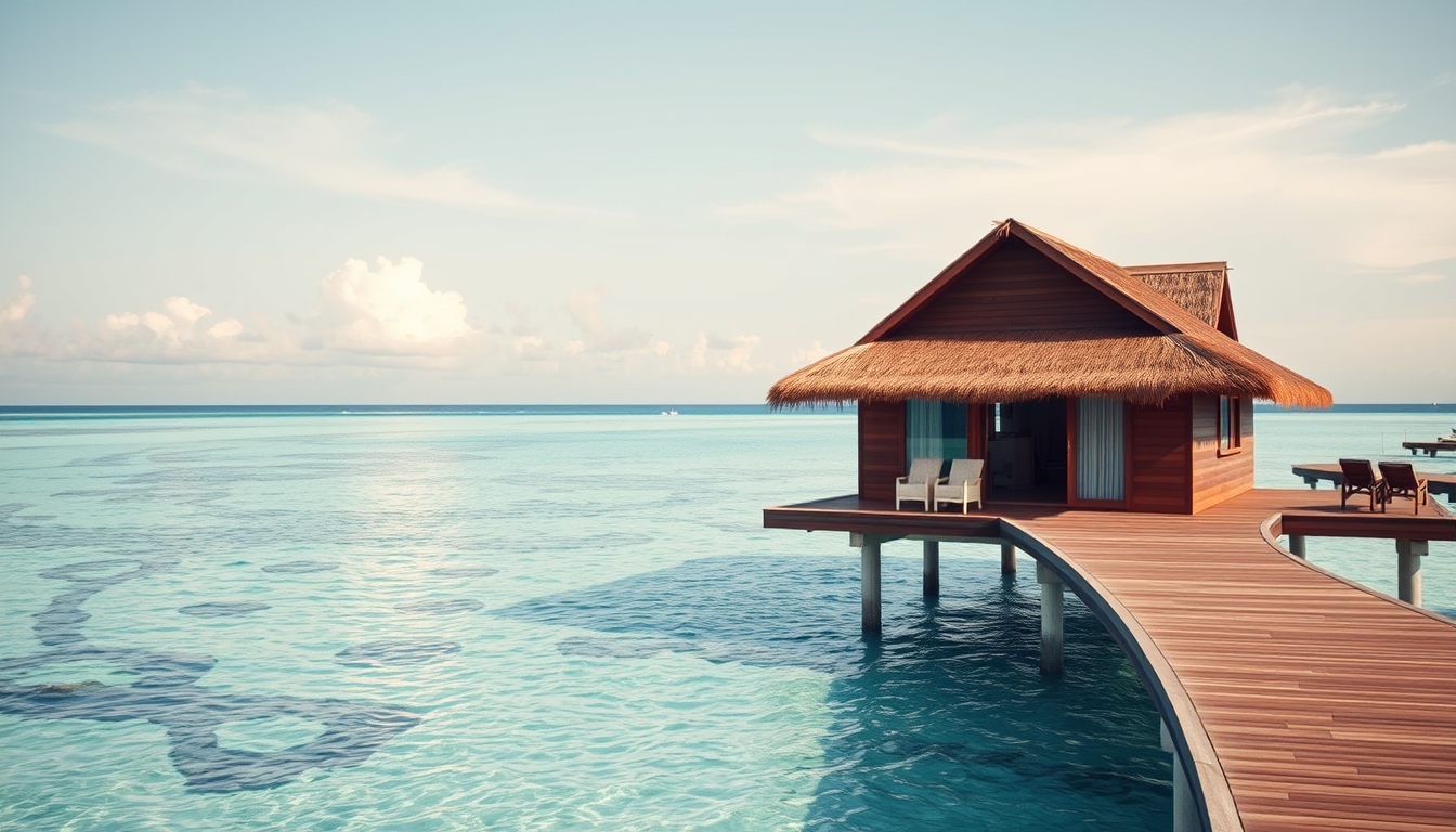 maldives overwater bungalow in editorial style