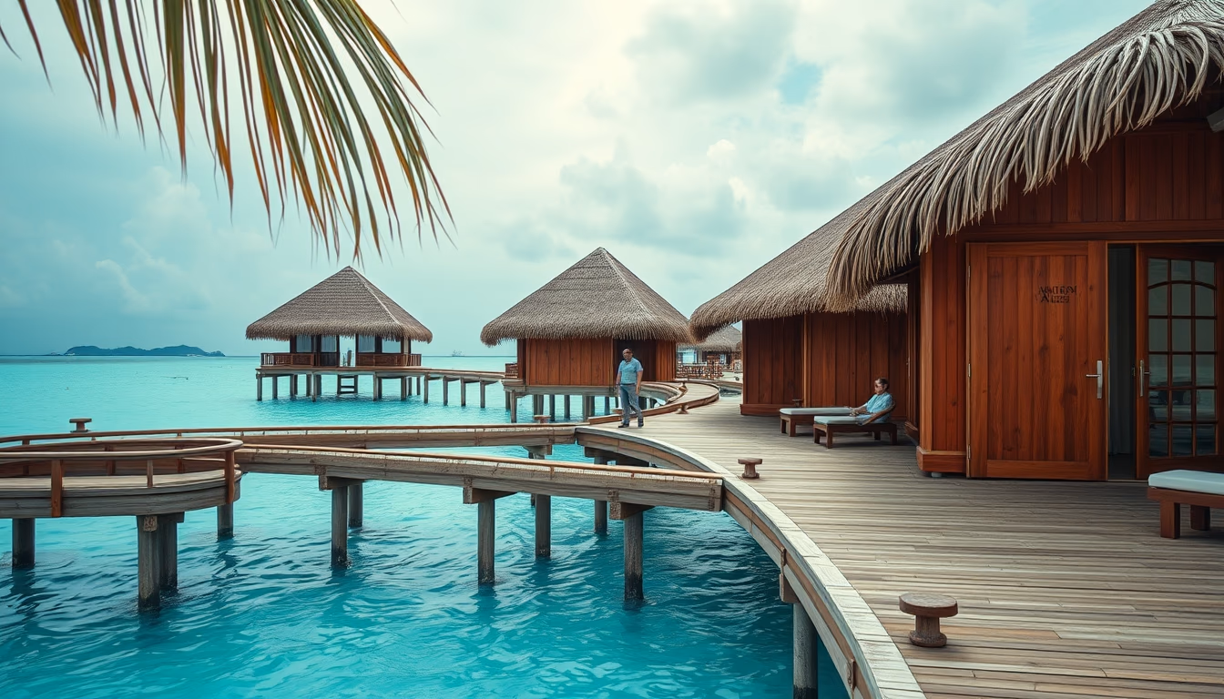 maldives overwater bungalow in editorial style