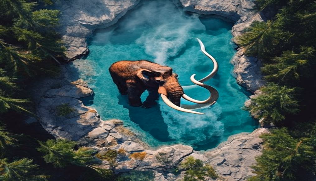 mammoth hot springs in editorial style