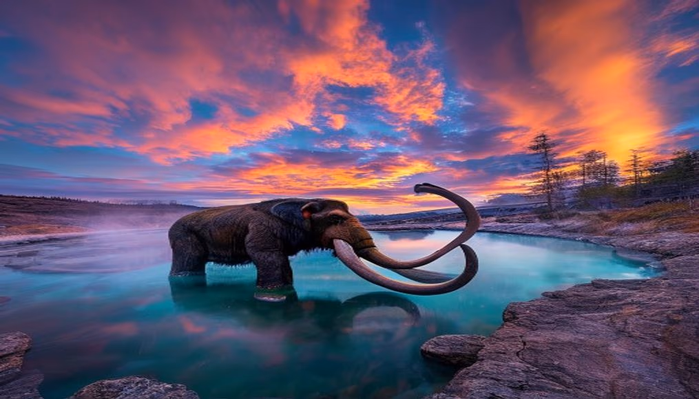 mammoth hot springs in editorial style