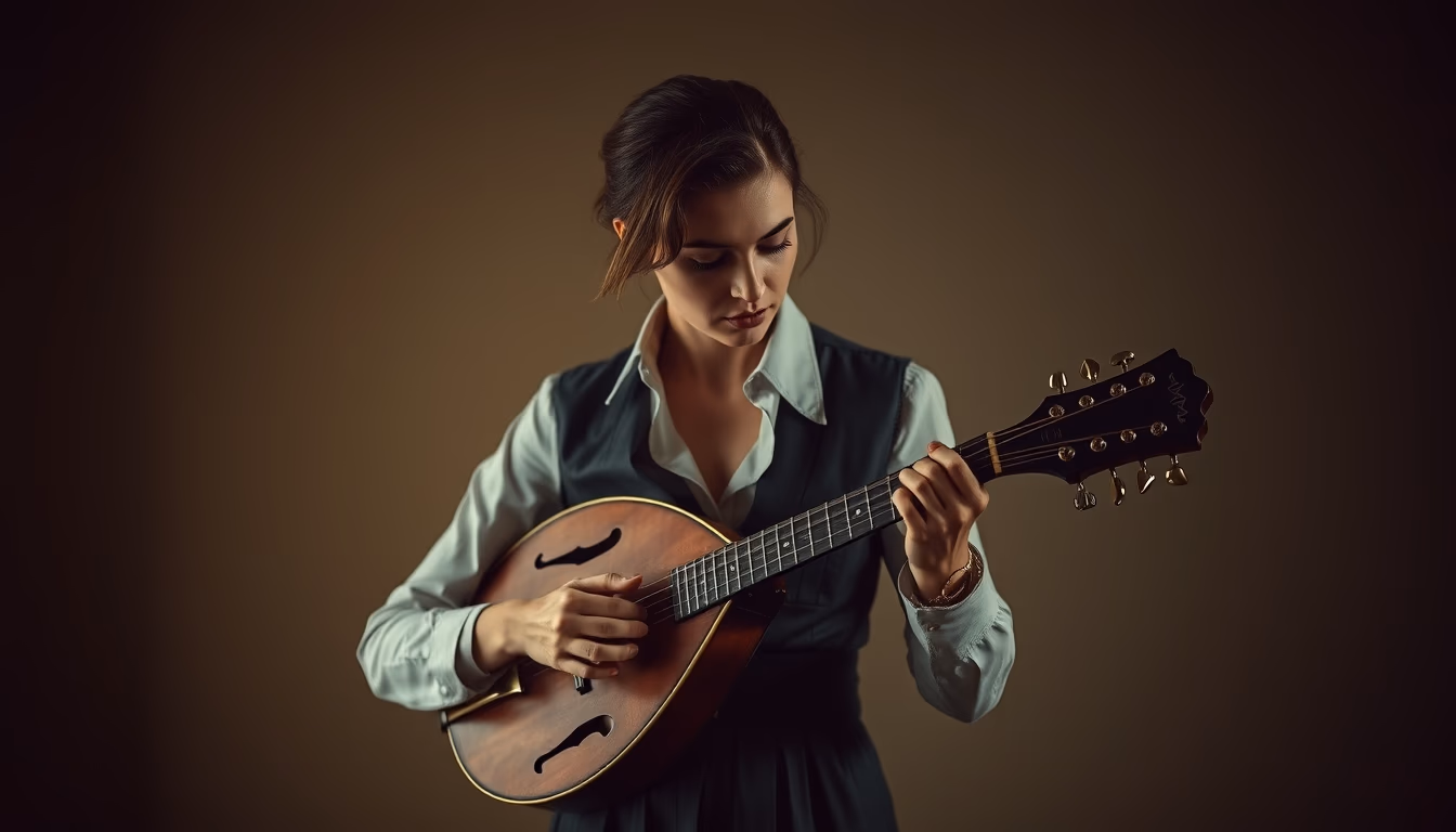 mandolin antique wooden in editorial style