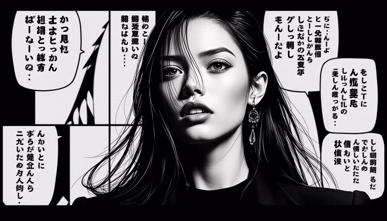 manga panels black white in editorial style