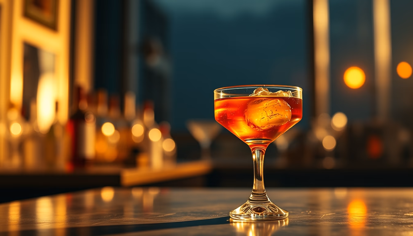 manhattan rye cocktail in editorial style