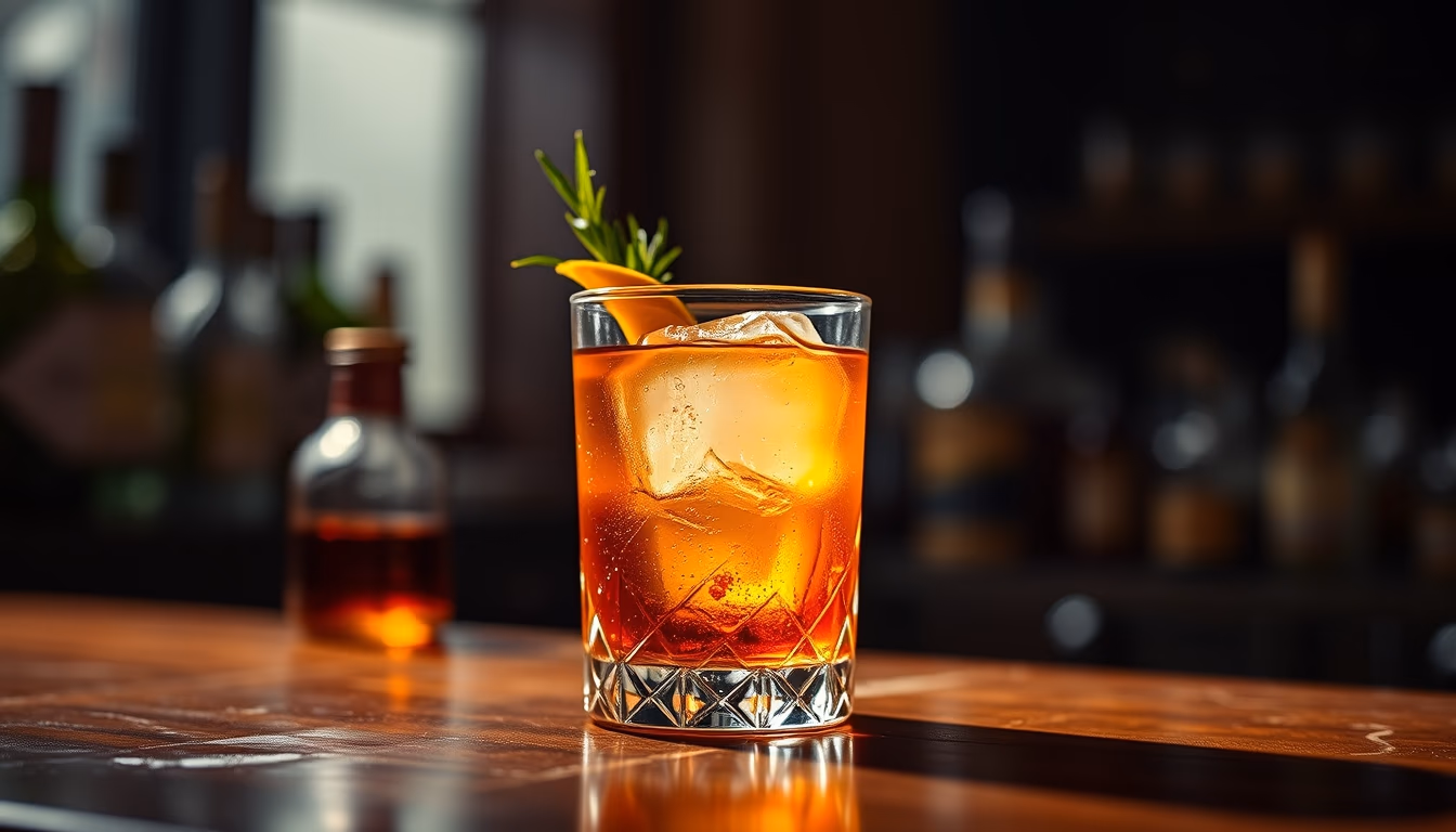 manhattan rye cocktail in editorial style