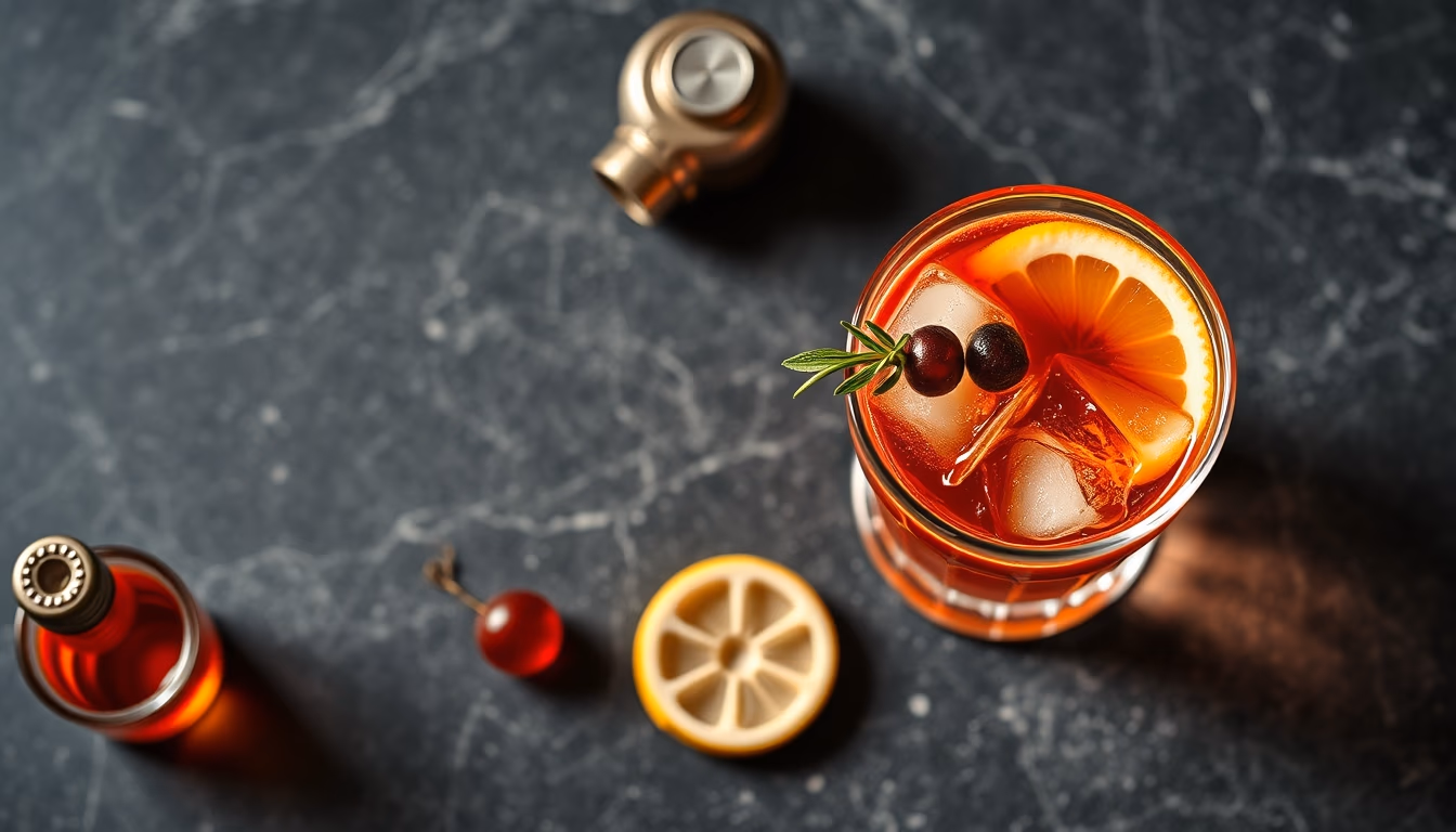 manhattan rye cocktail in editorial style