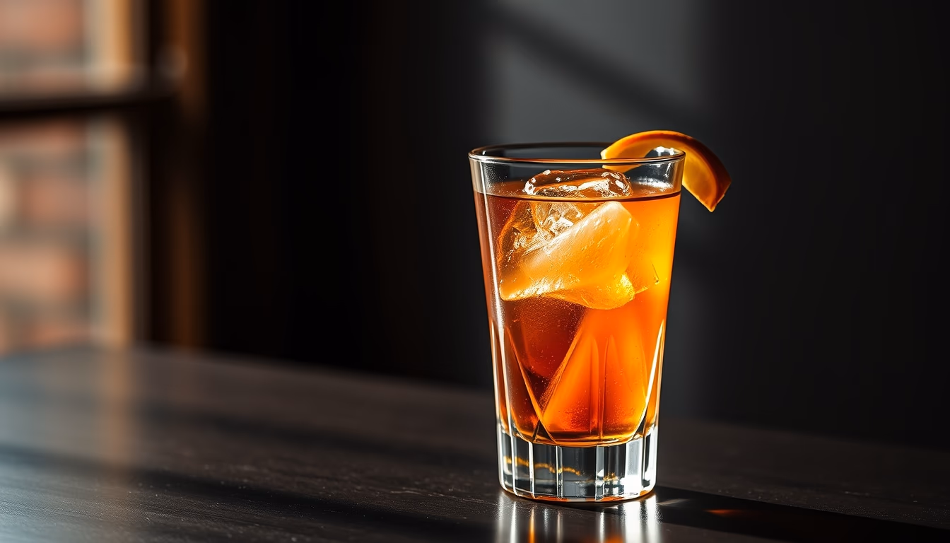 manhattan rye cocktail in editorial style