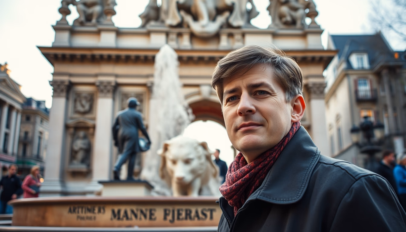 manneken pis brussels in editorial style