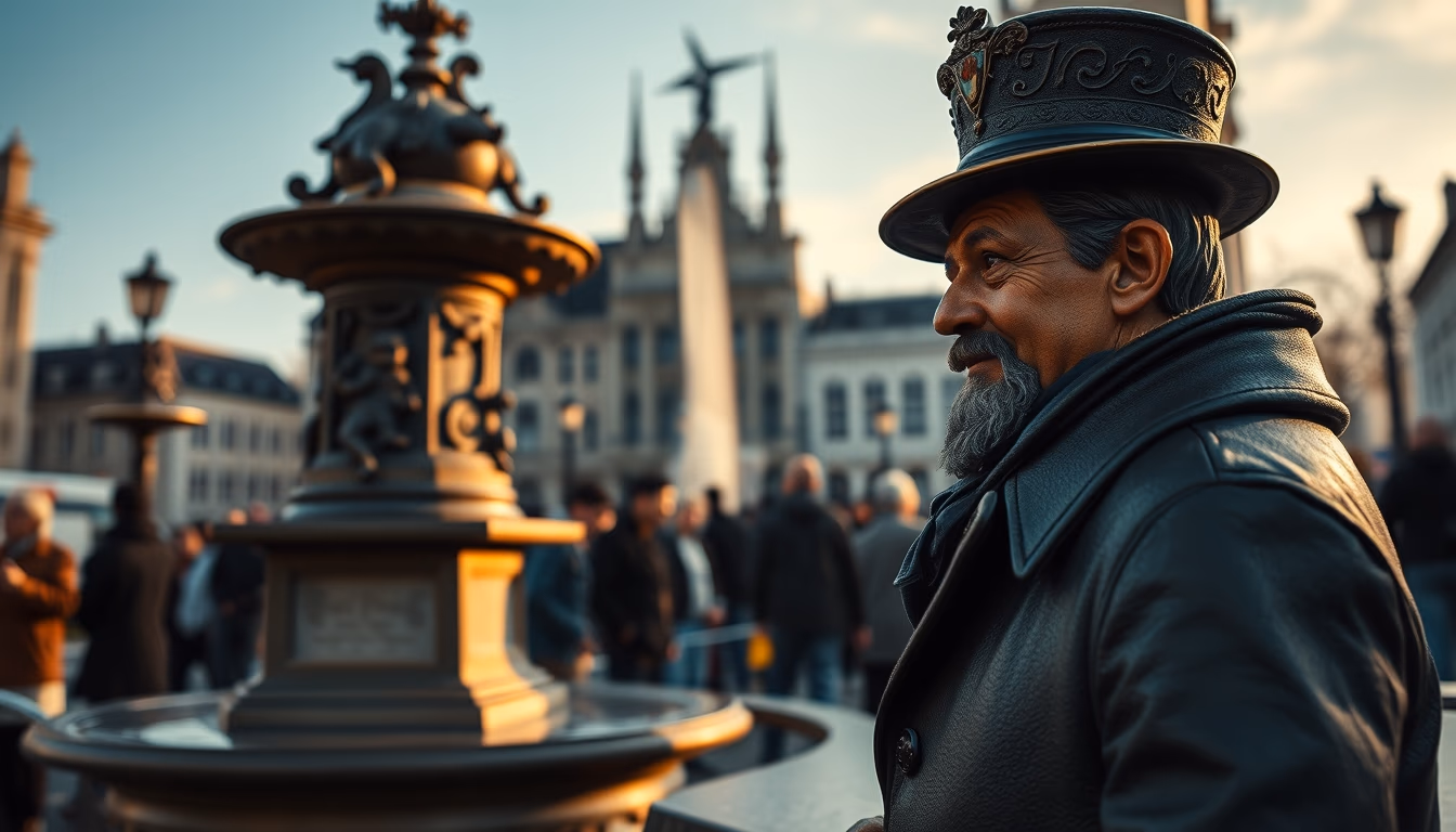 manneken pis brussels in editorial style