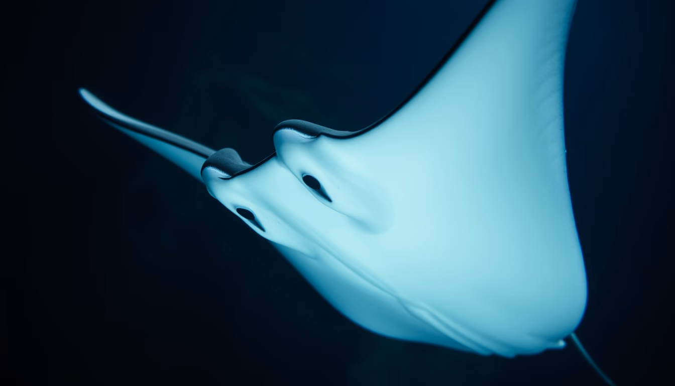 Manta ray swimming em estilo editorial