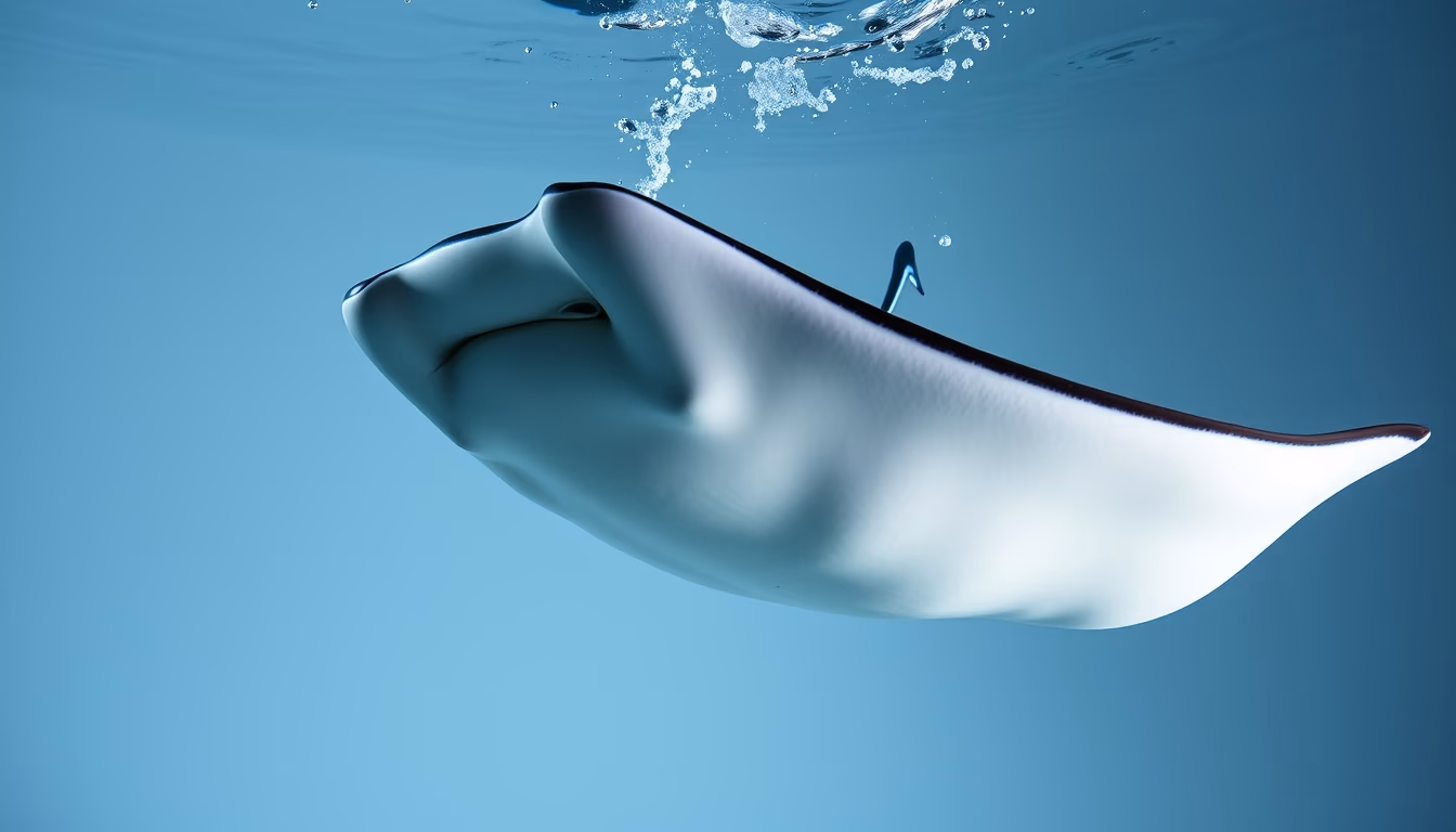Manta ray swimming em estilo editorial