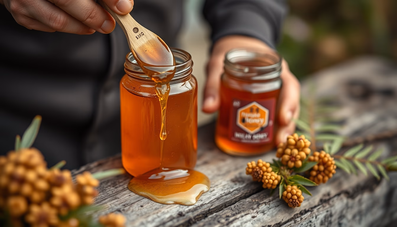 manuka honey new zealand in editorial style