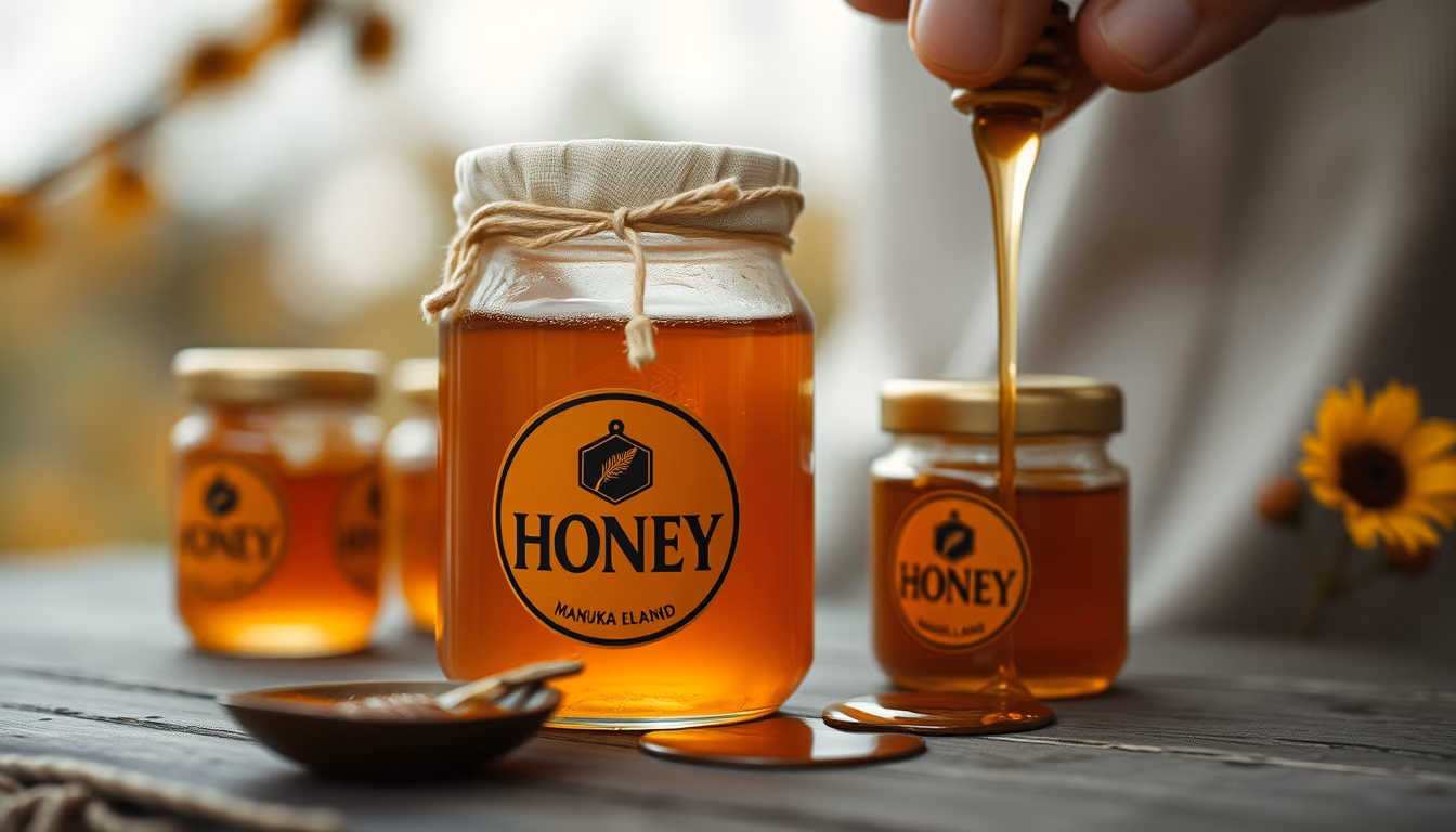 manuka honey new zealand in editorial style