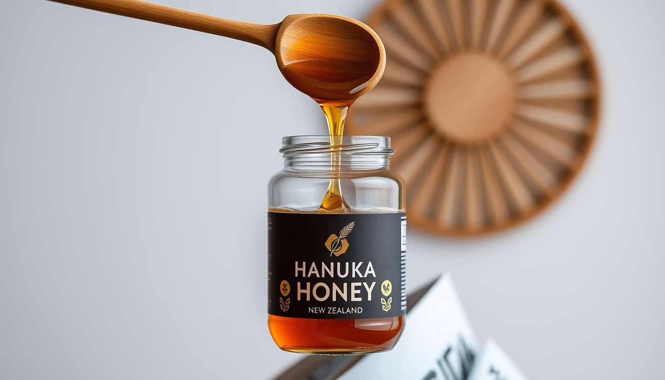 manuka honey new zealand in editorial style