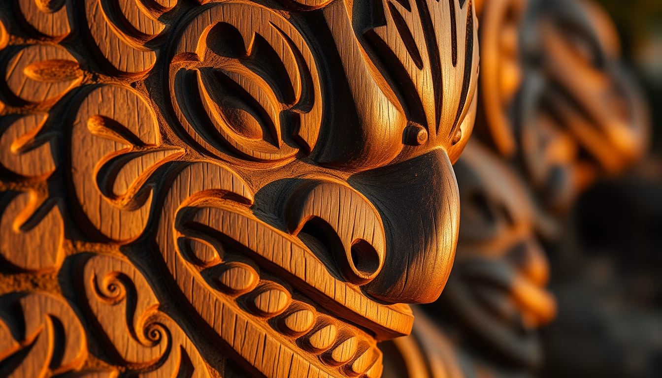 maori carving pacific in editorial style