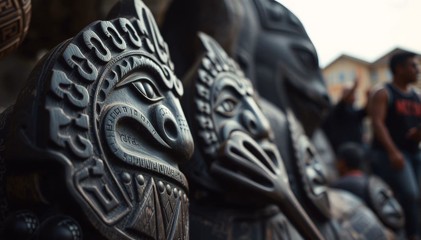 maori carving pacific in editorial style