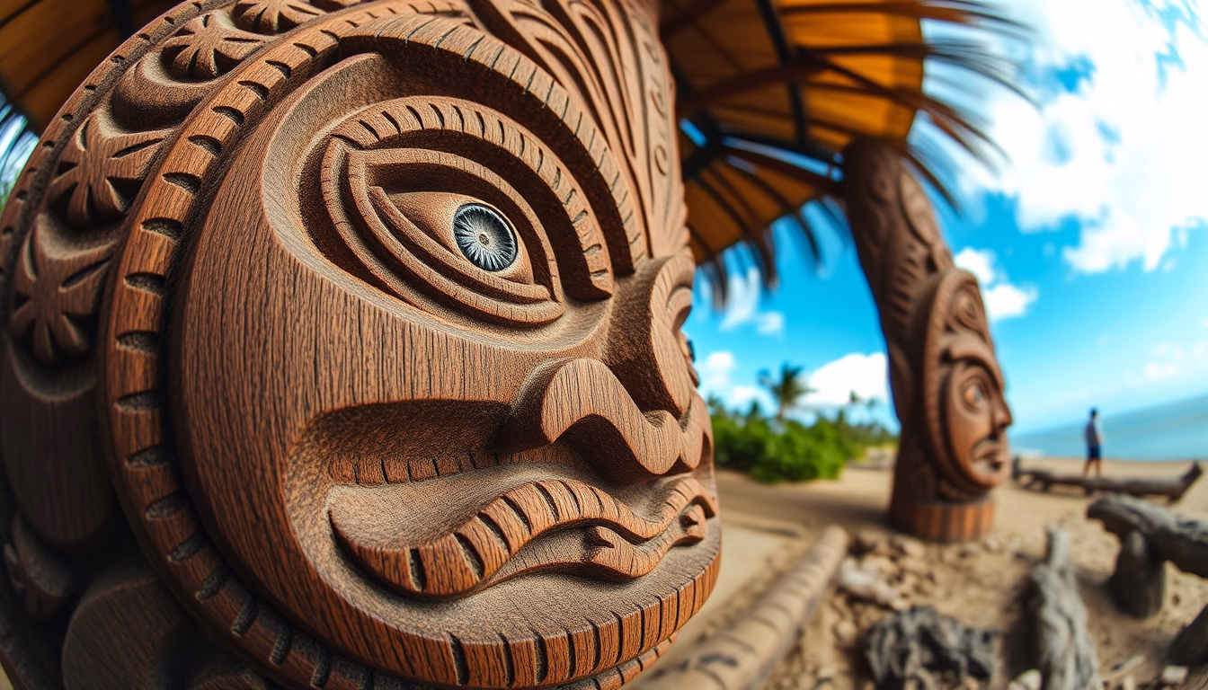 maori carving pacific in editorial style