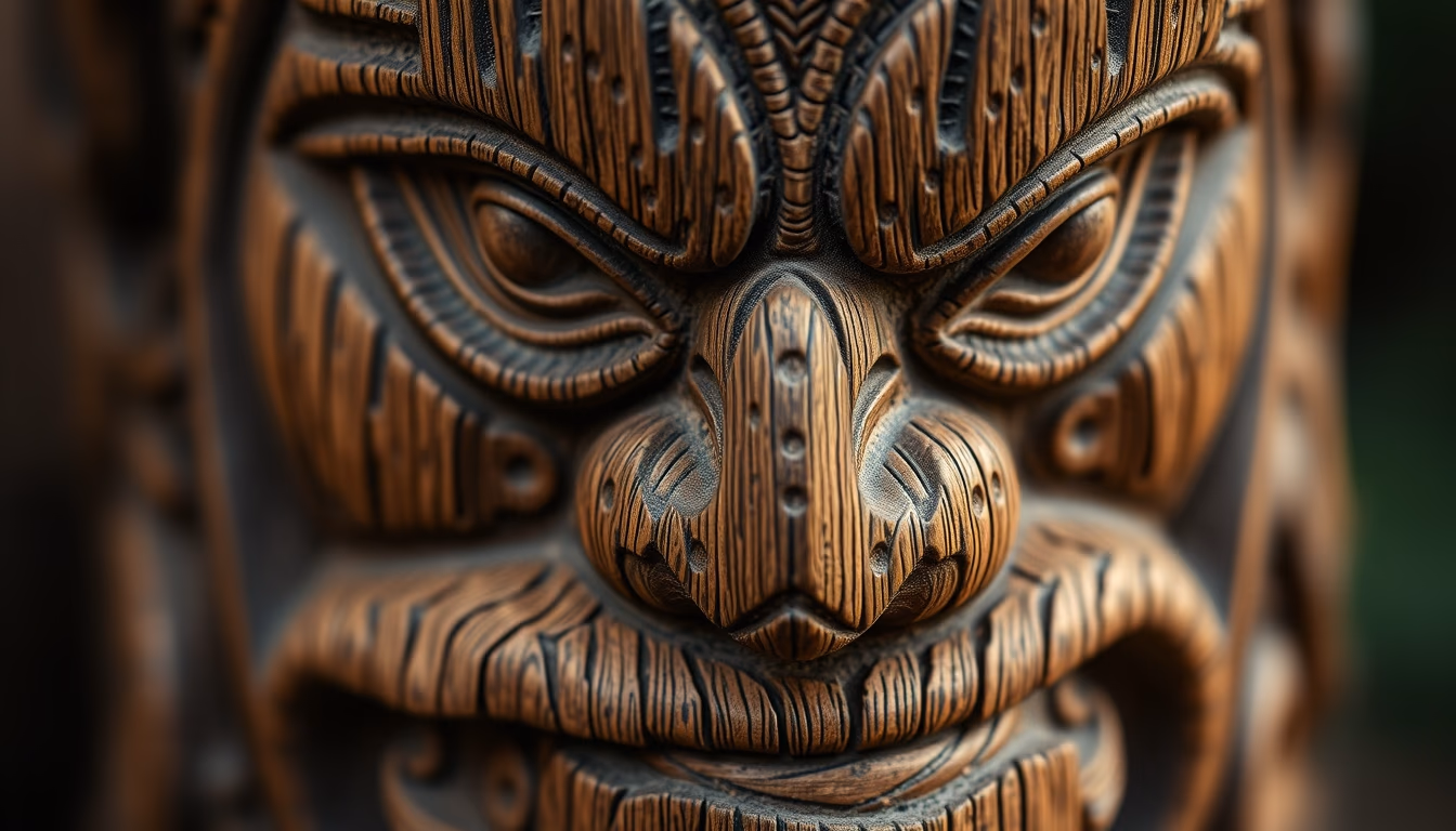 maori carving pacific in editorial style