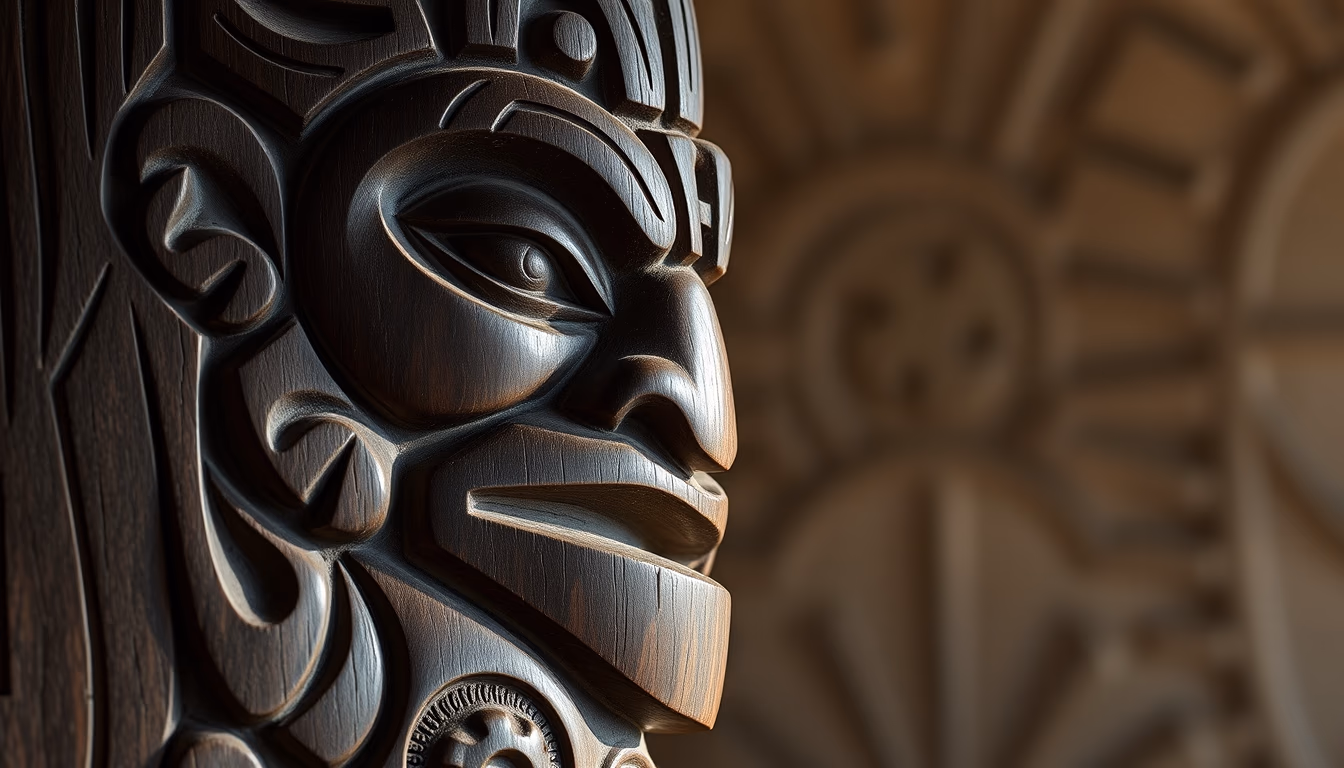 maori carving pacific in editorial style