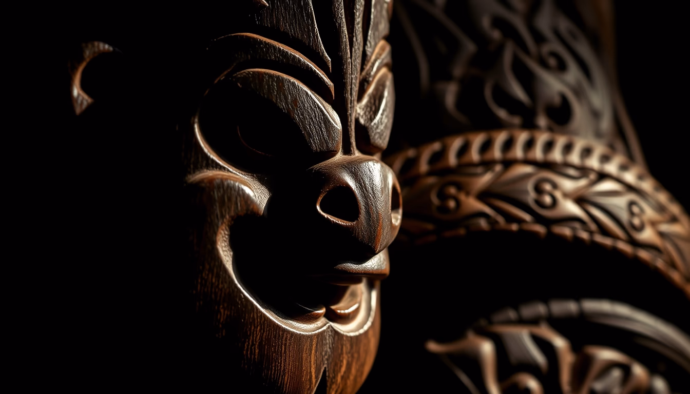 maori carving pacific in editorial style