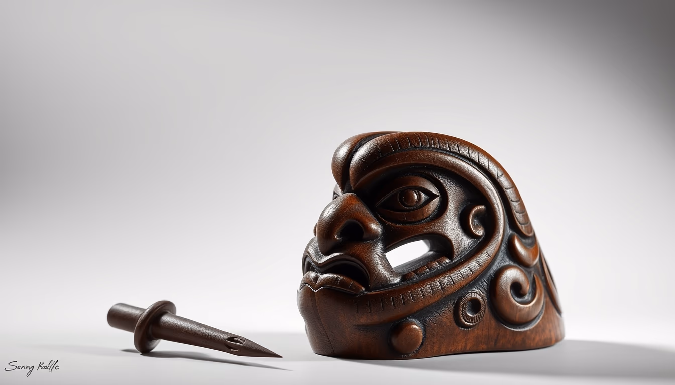 maori carving pacific in editorial style