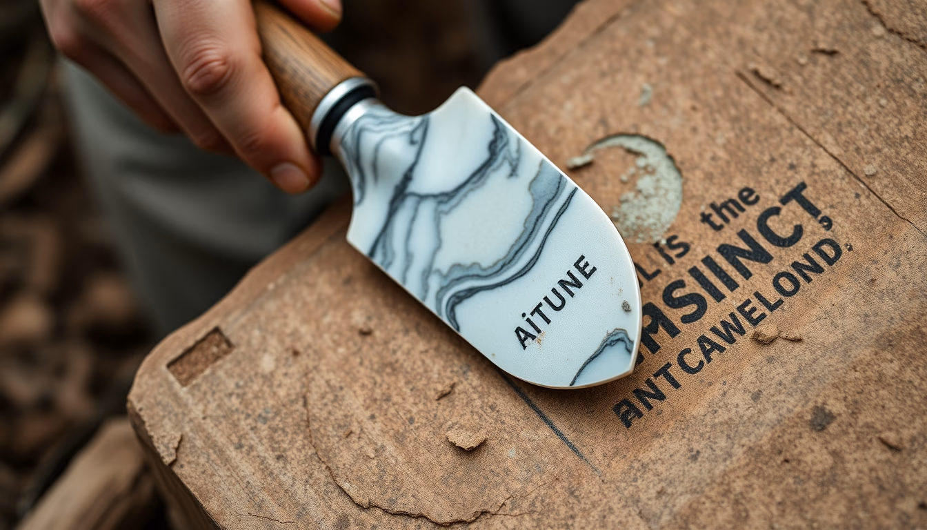 marble carving chisel in editorial style