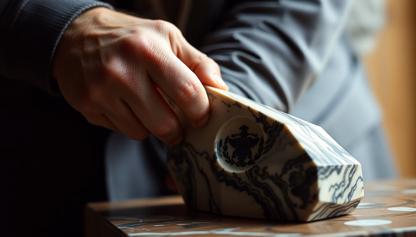 marble carving chisel in editorial style