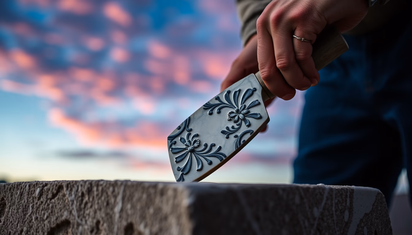 marble carving chisel in editorial style