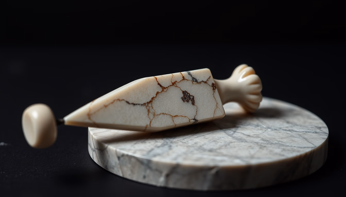 marble carving chisel in editorial style