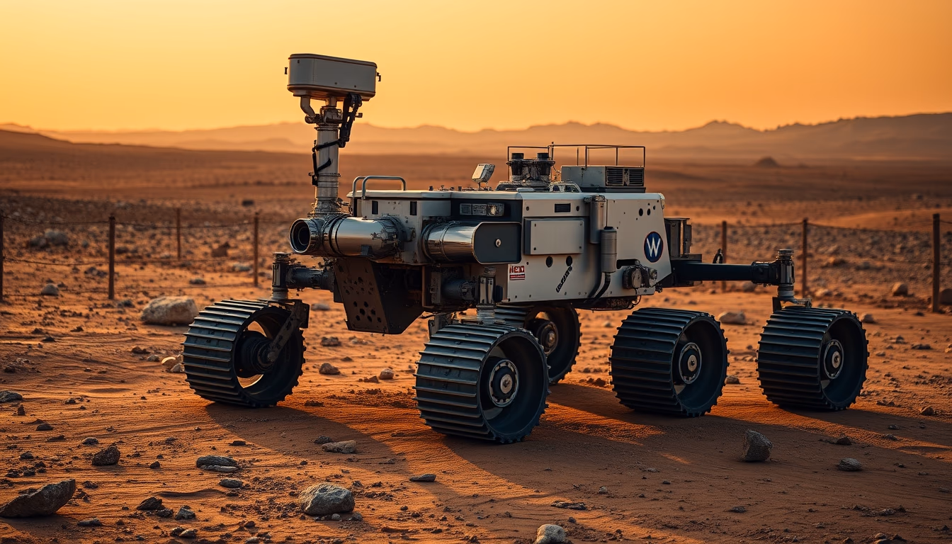 mars rover detailed in editorial style