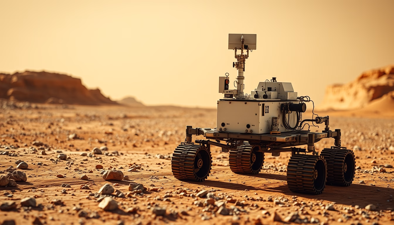 mars rover detailed in editorial style
