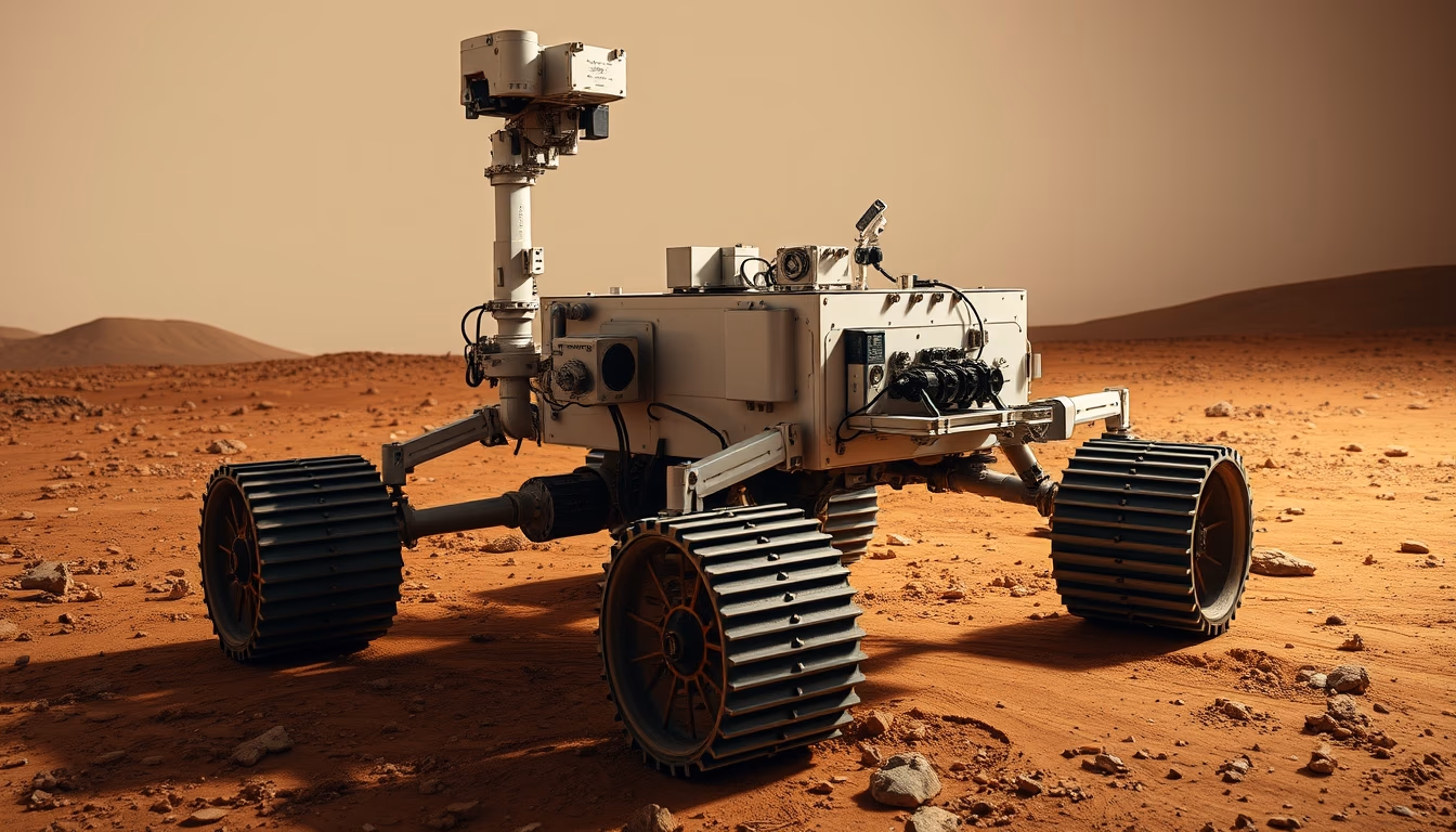 mars rover detailed in editorial style
