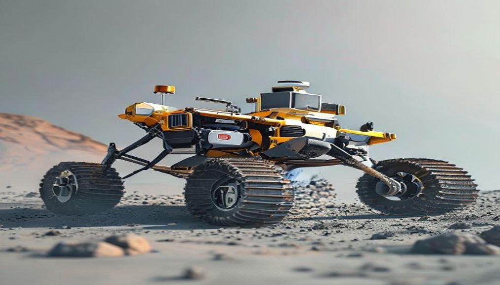 Mars rover surface em estilo editorial