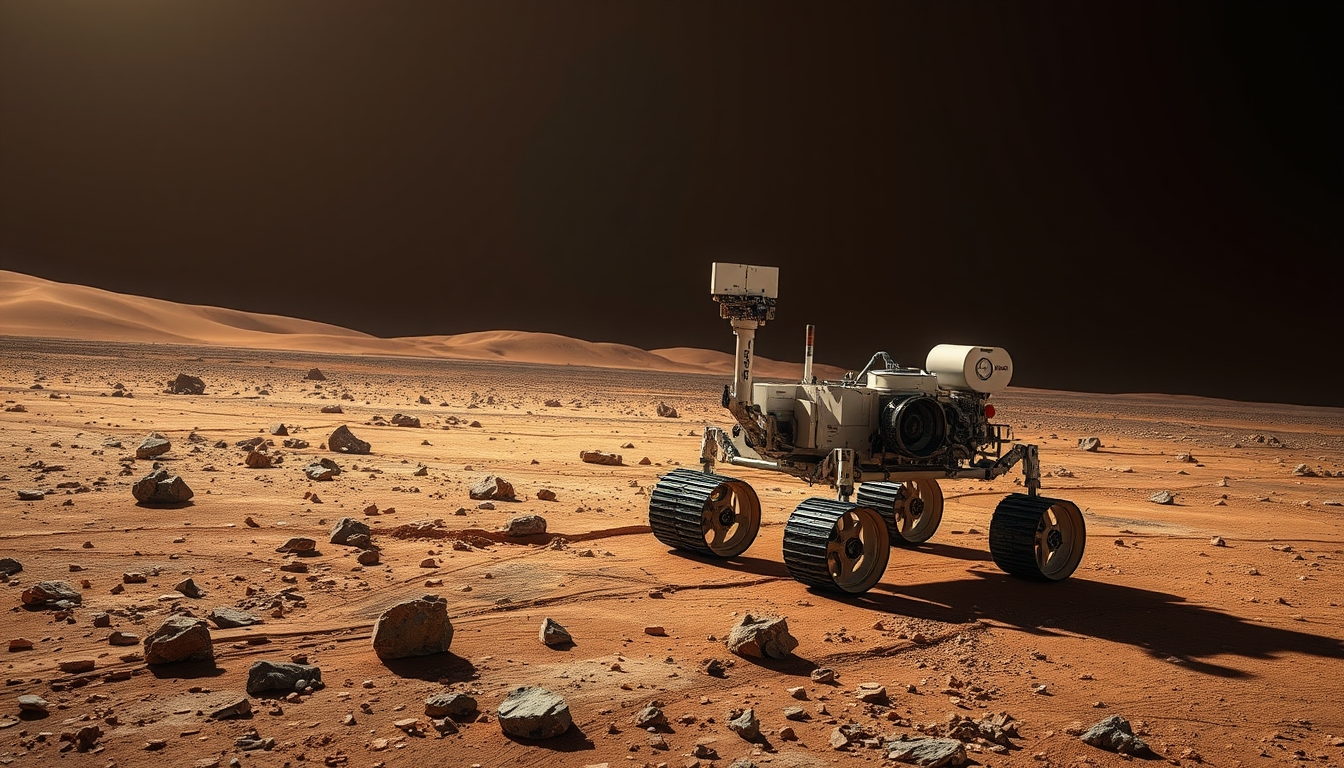 mars rover surface in editorial style