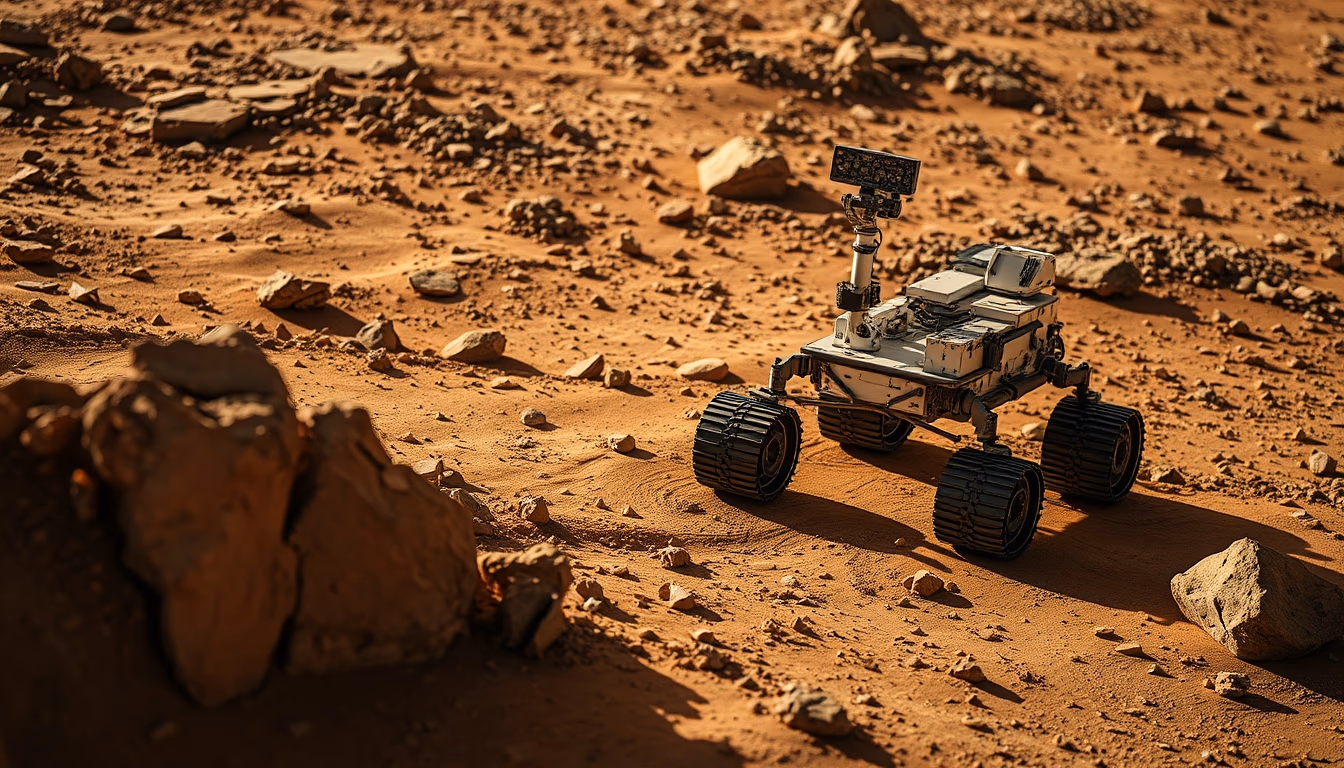 mars rover surface in editorial style