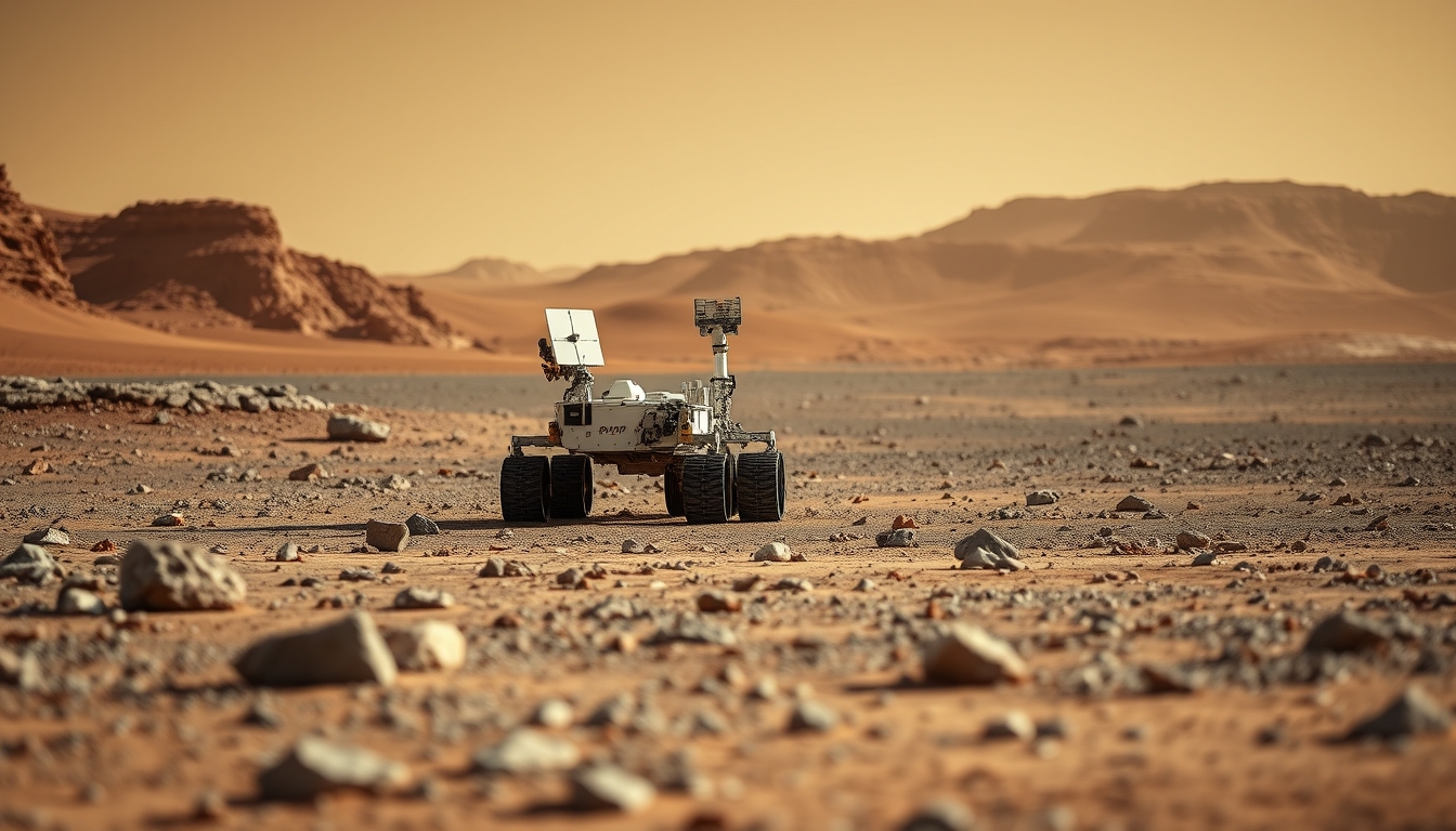 mars rover surface in editorial style