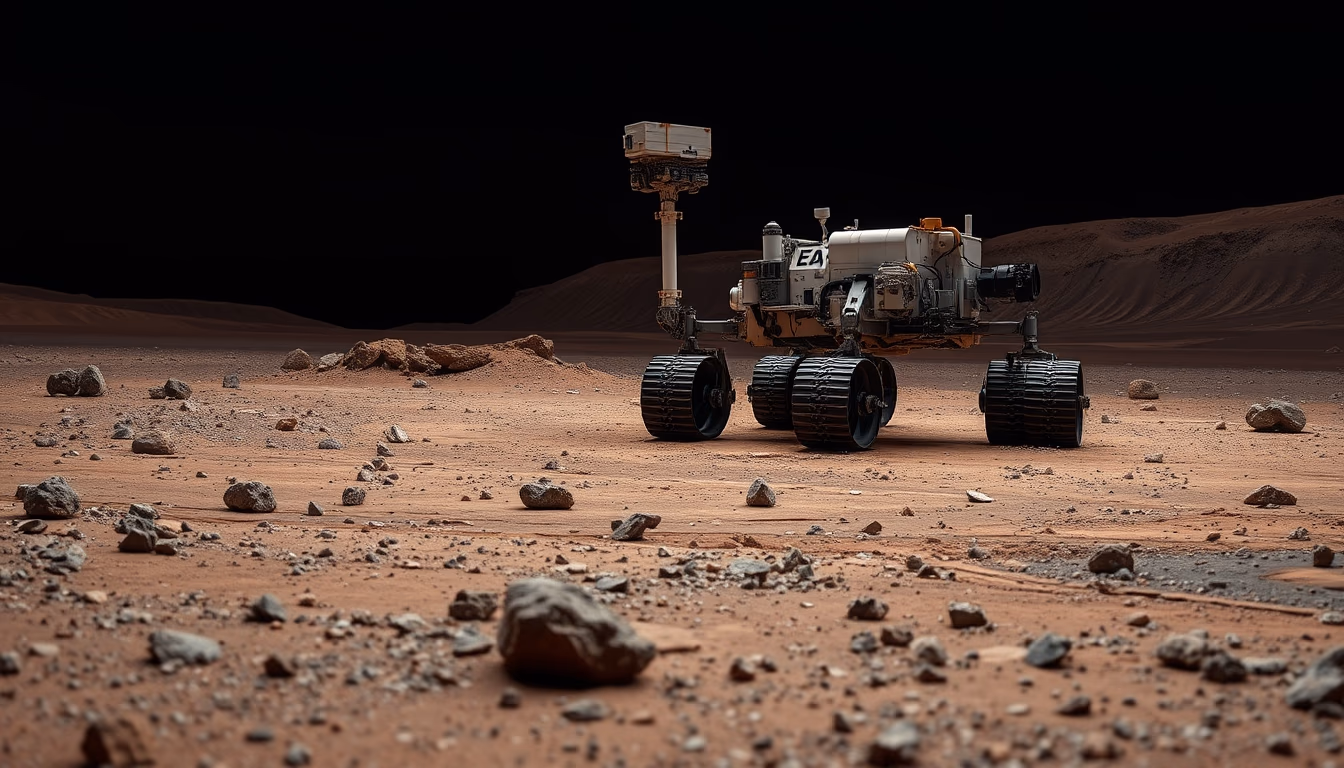 mars rover surface in editorial style